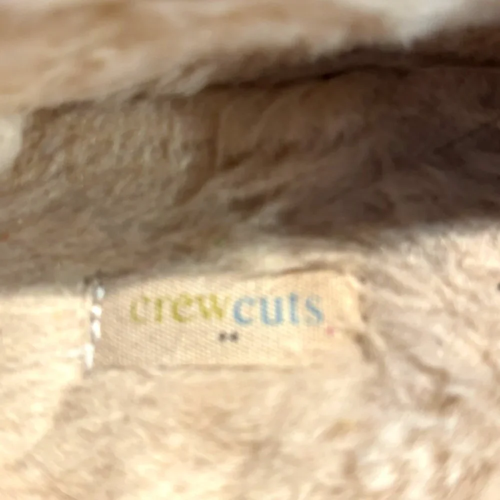 J Crew Crewcuts kids lodge moccasin slippers suede faux-shearling chestnut K3‎
